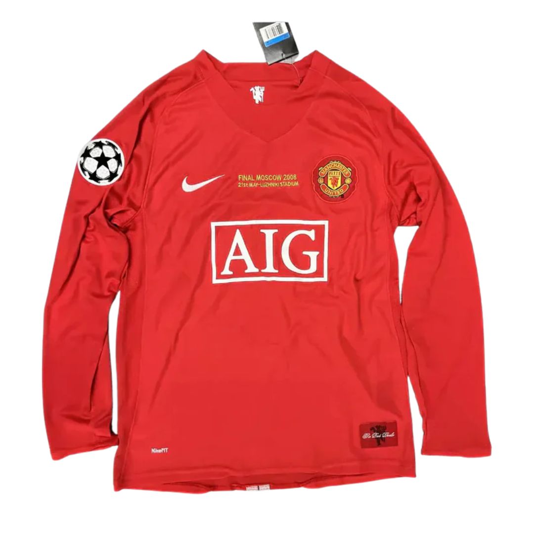 Manchester United 07/08 Home Jersey - Retro Version Long Sleeve