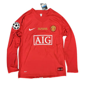 Manchester United 07/08 Home Jersey - Retro Version Long Sleeve
