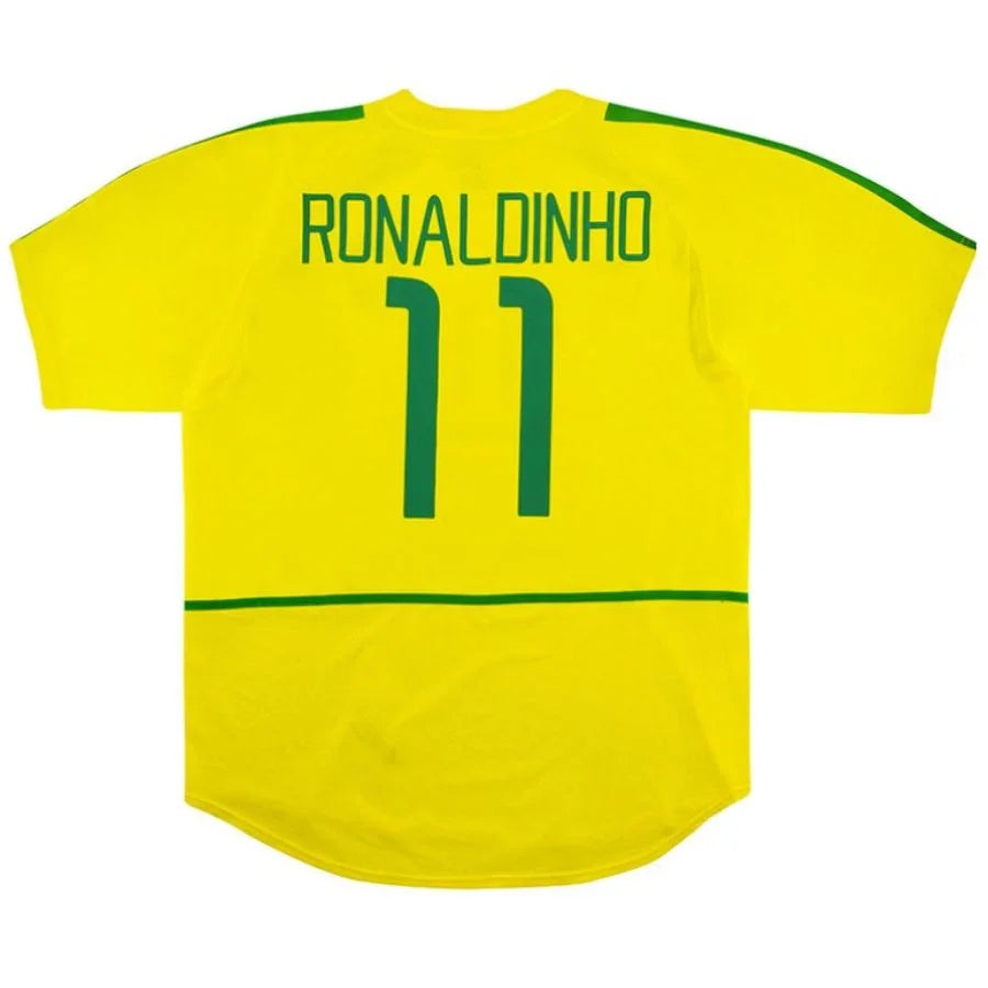 Brazil Home Retro 2002 World Cup Ronaldo Ronaldinho Rivaldo