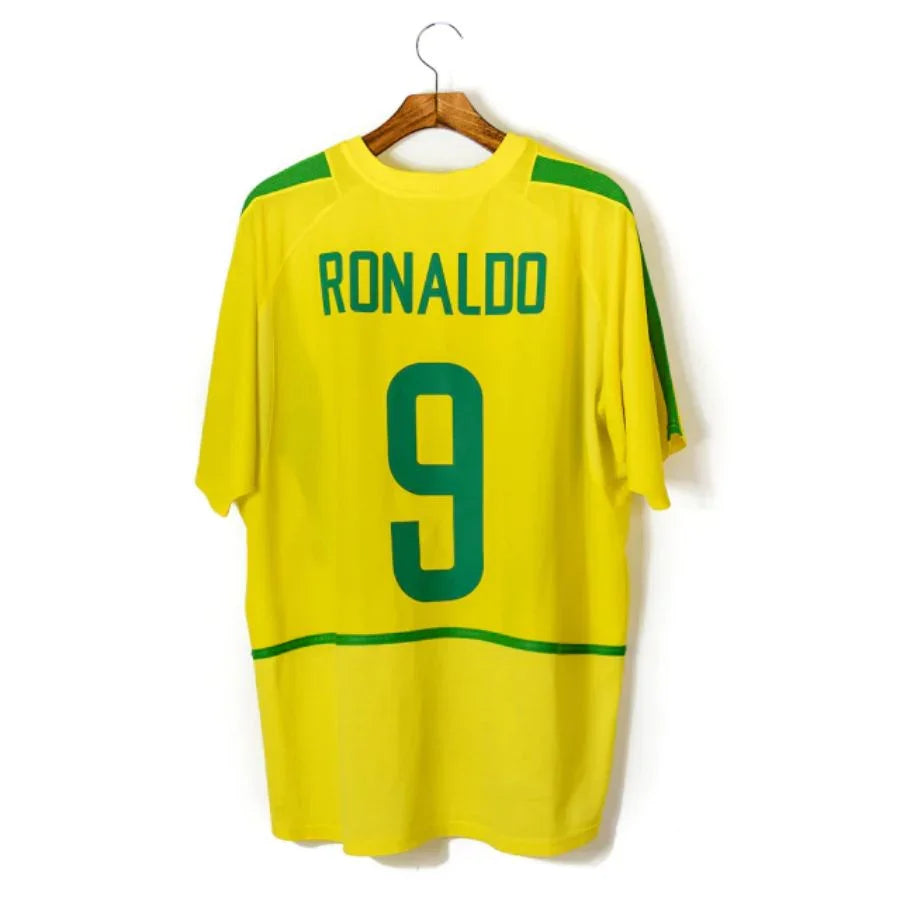 Ronaldo 9 Brazil Home Retro 2002 World Cup Ronaldo Ronaldinho Rivaldo