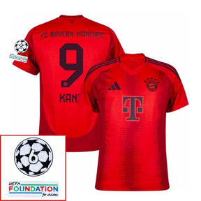 Bayern München Harry Kane 9 Home Fan Jersey 2024/25 Patches UCL UEFA Foundation (Official Printing)