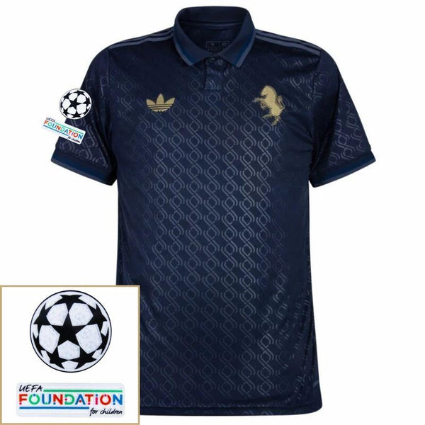 Juventus Third 2024/25 Patches UCL UEFA Foundation (Official Printing)