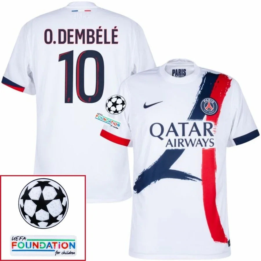 Paris Saint-Germain Fan Jersey Away 2024/25 Patches UCL UEFA Foundation (Official Printing)