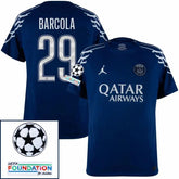 Paris Saint-Germain Barcola 29 Fan Jersey Fourth Jordan 2024/25 Patches UCL UEFA Foundation (Official Printing)