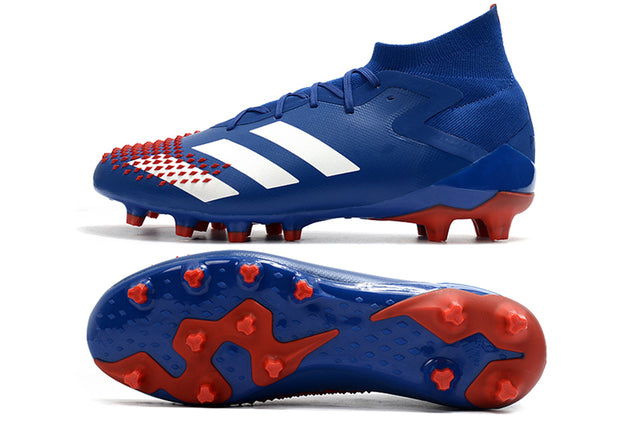 Botas de fútbol de caña alta Predator Mutator .1 FG azul/rojo