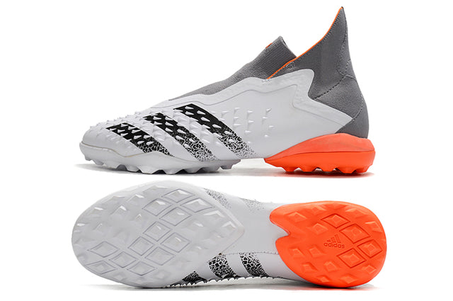 Botas de fútbol de caña alta Predator Freak+ FG en gris, blanco y naranja