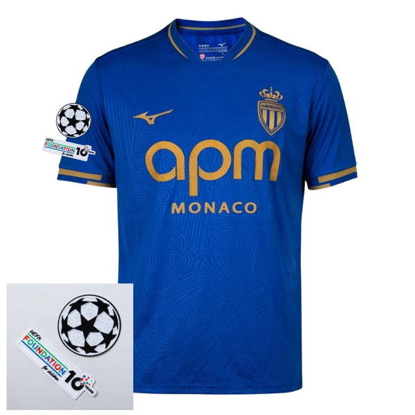 Monaco Away Fan Jersey 2025/26 Patches UCL + 10th Anniversary UEFA Foundation