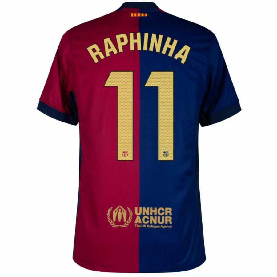 Barcelona Raphinha 11 Home 2024/25 Patches UCL UEFA Foundation (Official Printing)