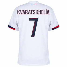 Paris Saint-Germain Kvaratskhelia 7 Fan Jersey Away 2024/25 Patches UCL UEFA Foundation (Official Printing)