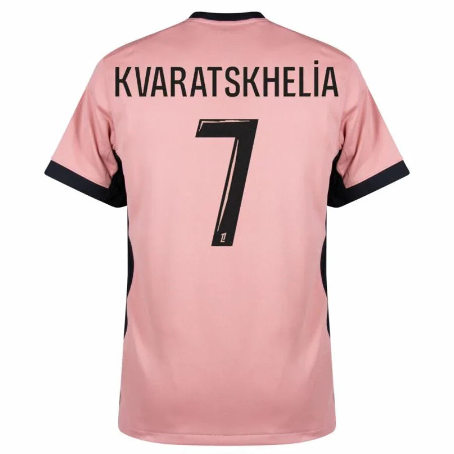 Paris Saint-Germain Kvaratskhelia 7 Fan Jersey Third Jordan 2023/24 Patches UCL UEFA Foundation (Official Printing)