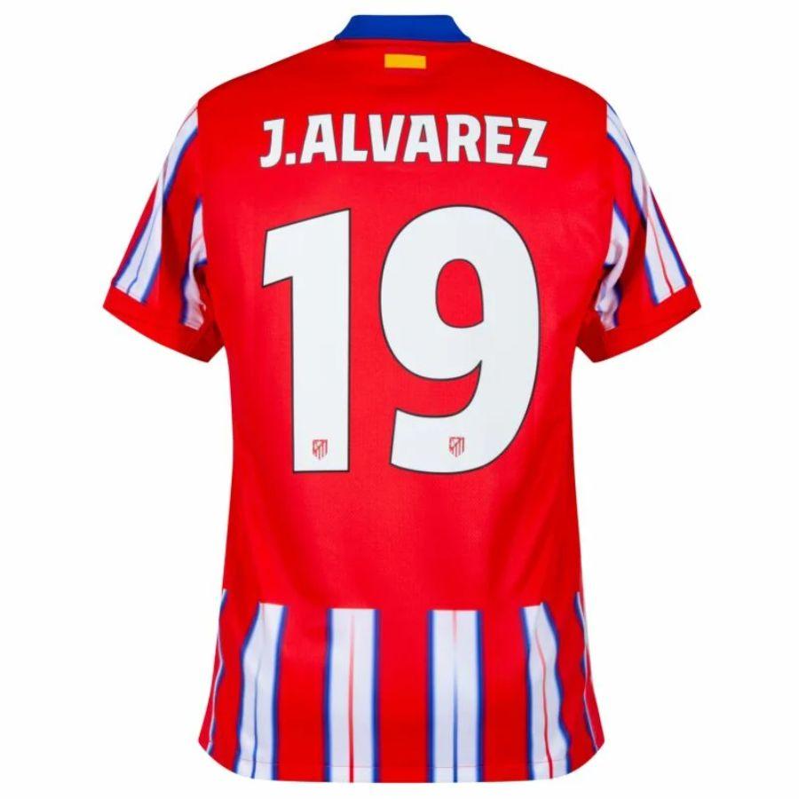 Atlético Madrid Julián Alvarez 19 Home Fan Jersey 2024/25 Patches UCL UEFA Foundation (Official Printing)