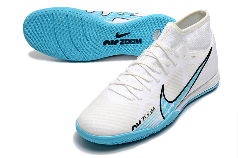 Air Zoom Superfly 9 TF Futsal Boot - White/Blue - High Top