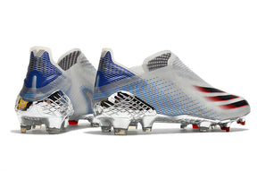 Botas de fútbol Campo X Ghosted FG en blanco, azul y rojo